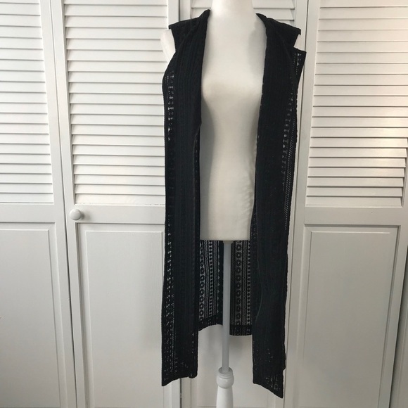 PRICE IS FIRM - NINE WEST Black Lace Cotton Long Vest Size Large - Picture 6 of 7